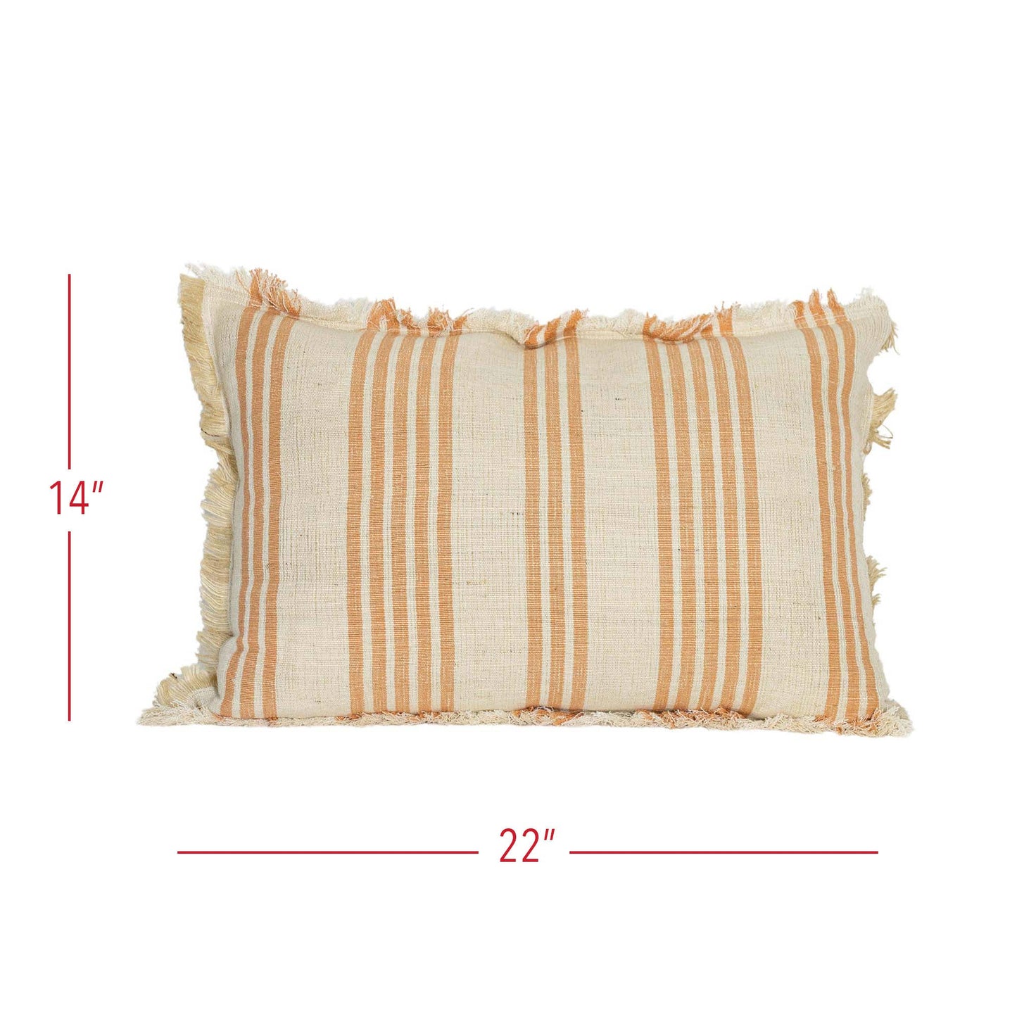 Edaline 14x22 Coral Striped Lumbar Filled Pillow