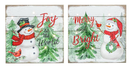 JOY CARDINAL SNOWMAN WOODEN SIGN