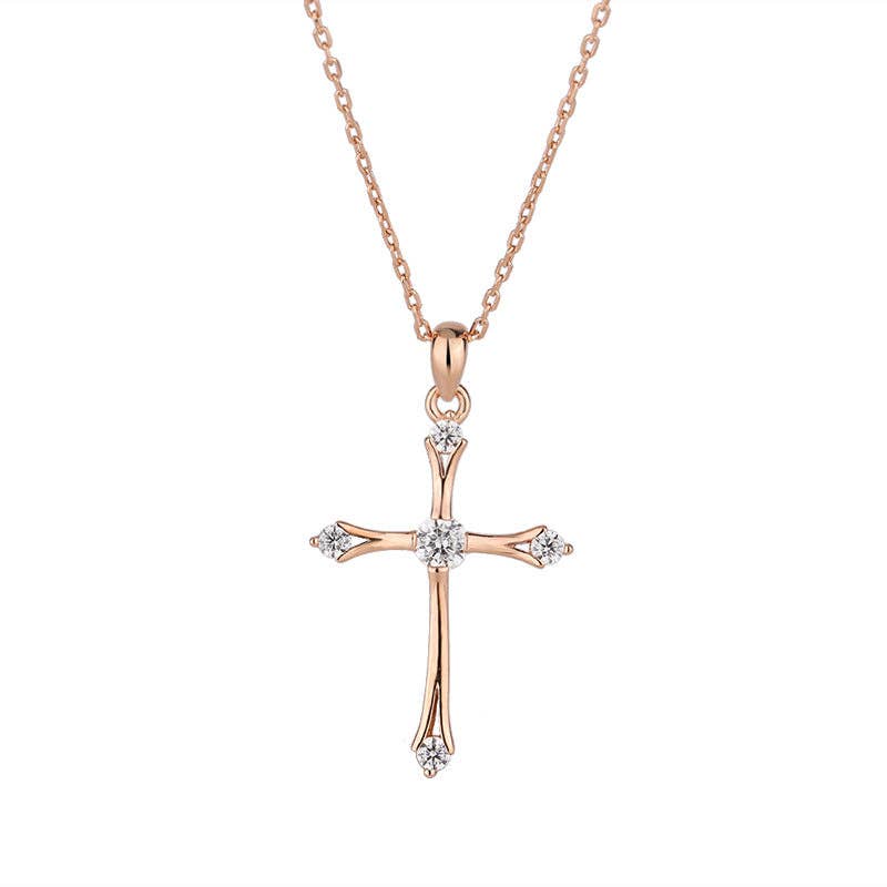 Dainty Cross Charm Pendant Necklace in 925 Sterling Silver