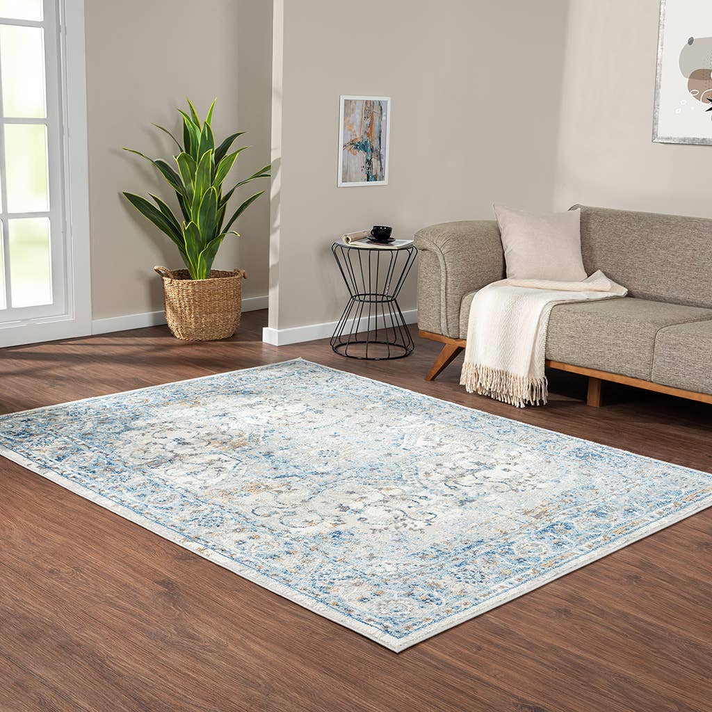 Medallion Woven Area Rug, Blue