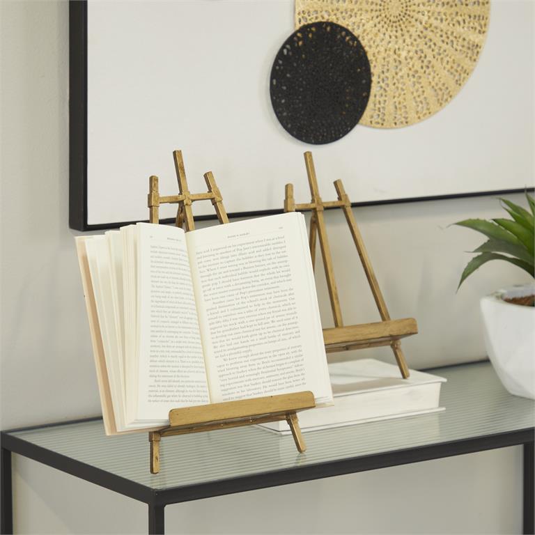 GOLD METAL DISPLAY EASEL WITH FOLDABLE STAND