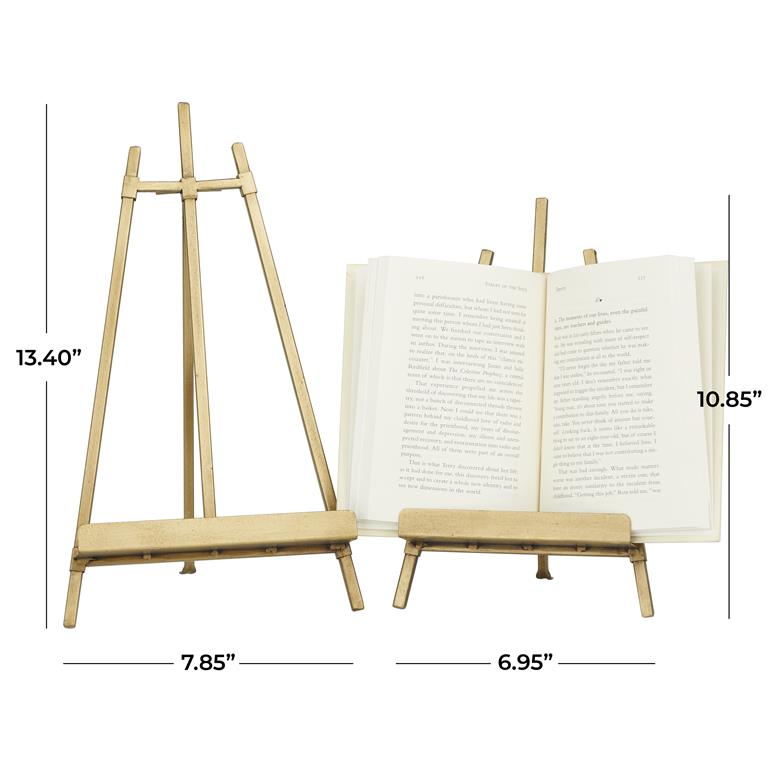 GOLD METAL DISPLAY EASEL WITH FOLDABLE STAND