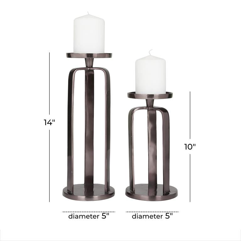 BLACK ALUMINUM GEOMETRIC PILLAR CANDLE HOLDER