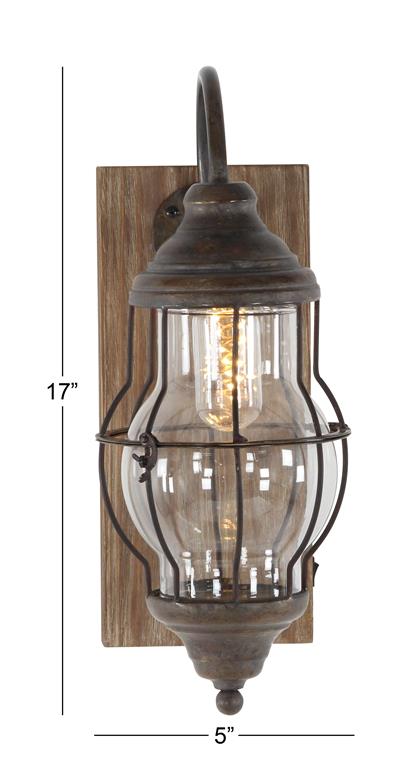 BROWN METAL BATTERY OPERATED ACCENT LAMP WITH INCLUDED FIXED LED LIGHT