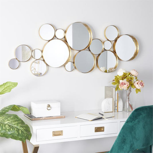 GOLD METAL BUBBLE CLUSTER WALL MIRROR