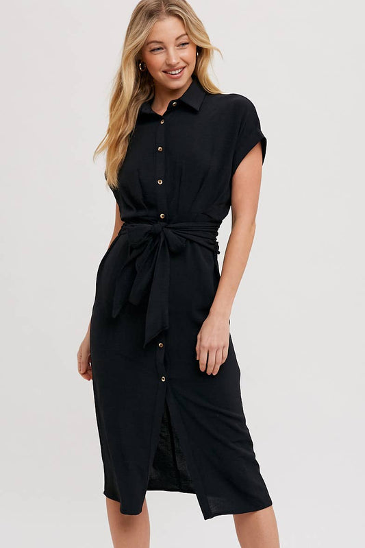 BUTTON DOWN SHIRT MIDI DRESS