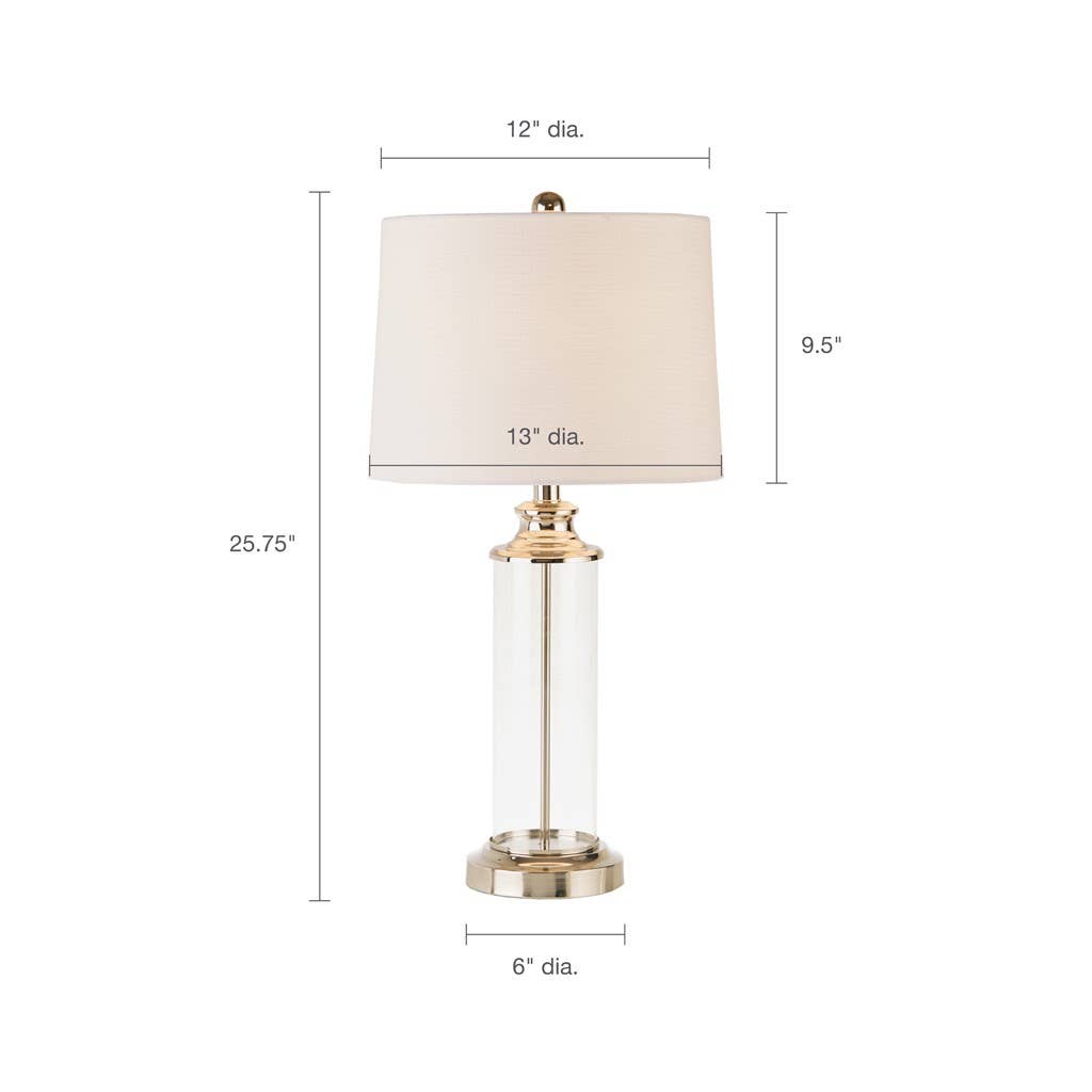 Clear Glass Base Table Lamp, Silver