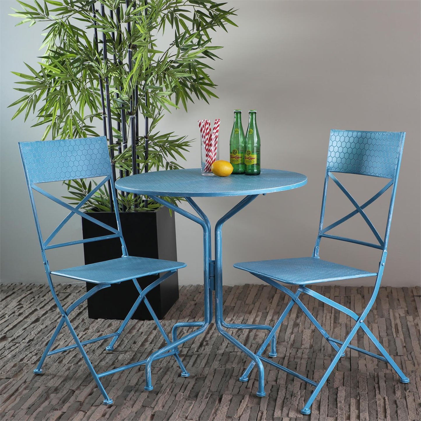 Metal Turquoise Bistro Set