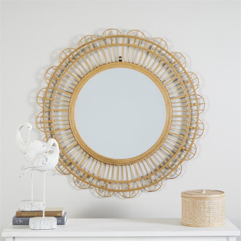 Bamboo Wall Mirror 35H Round