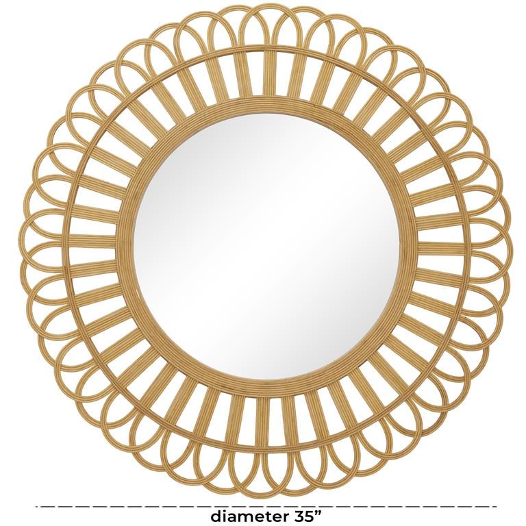 Bamboo Wall Mirror 35H Round