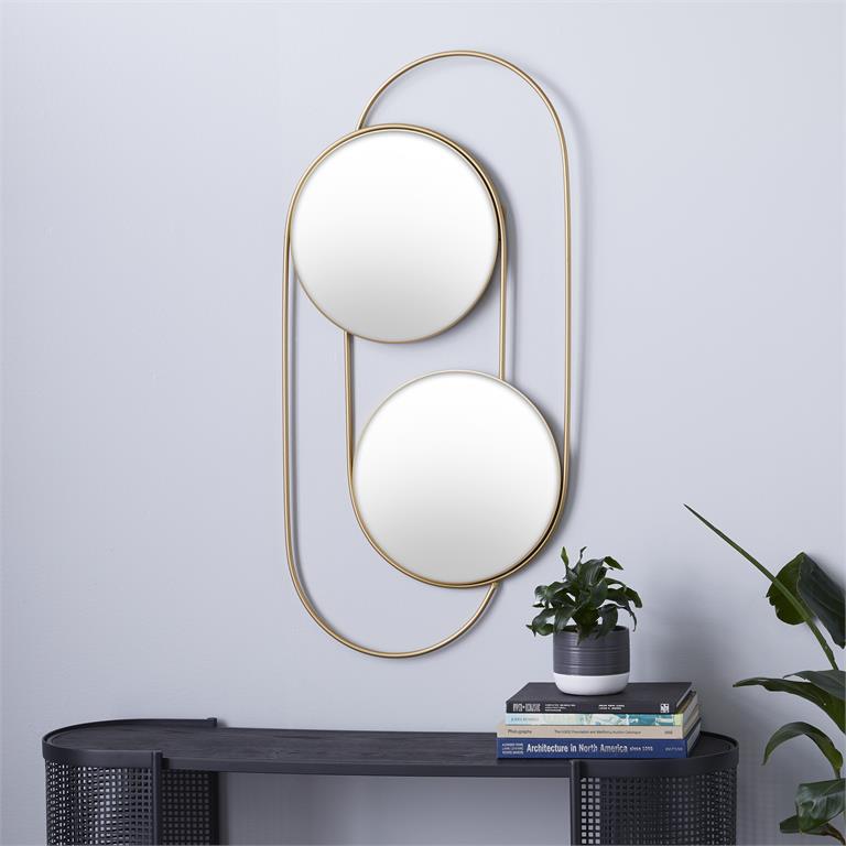 GOLD METAL LAYERED OVAL WALL MIRROR