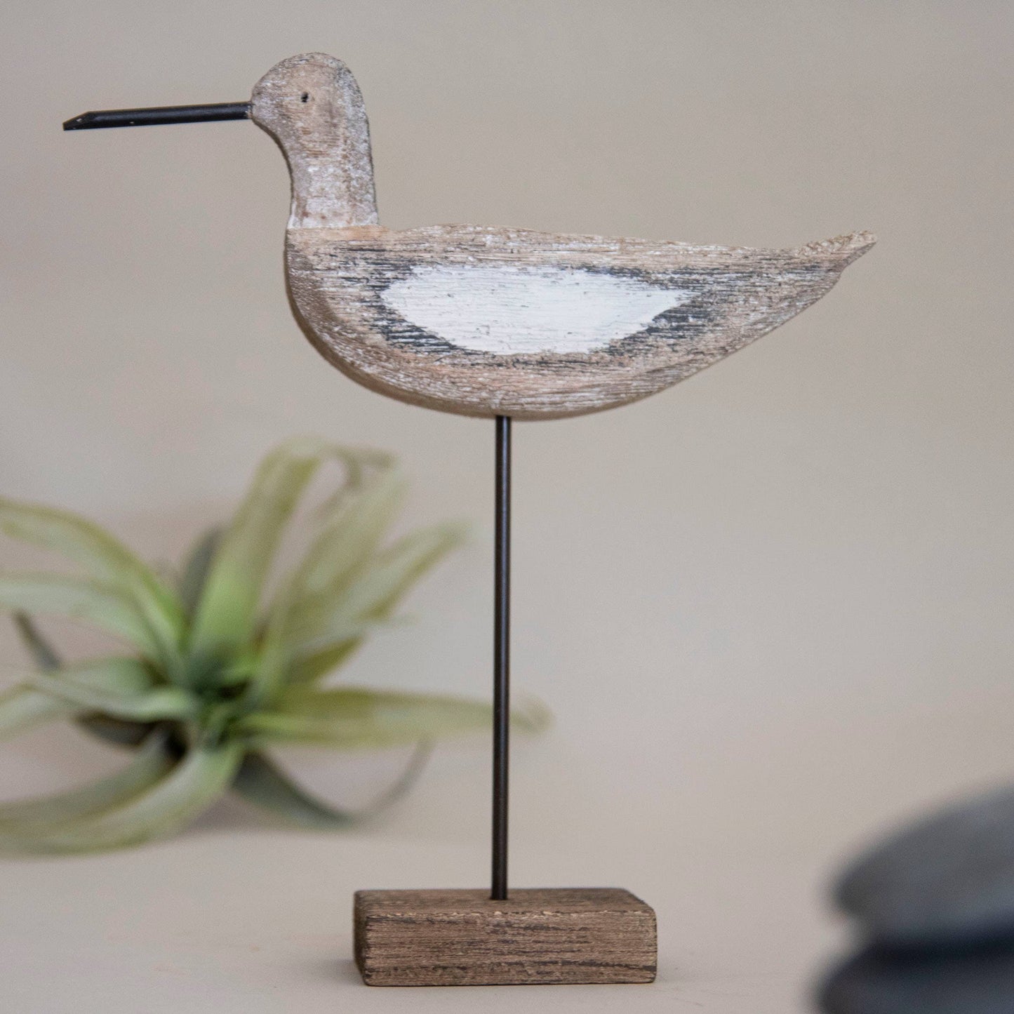 Rustic Driftwood Bird Wood Sculpture Tabletop Décor