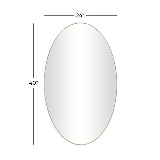 GOLD WOOD OVAL WALL MIRROR WITH THIN MINIMALISTIC FRAME