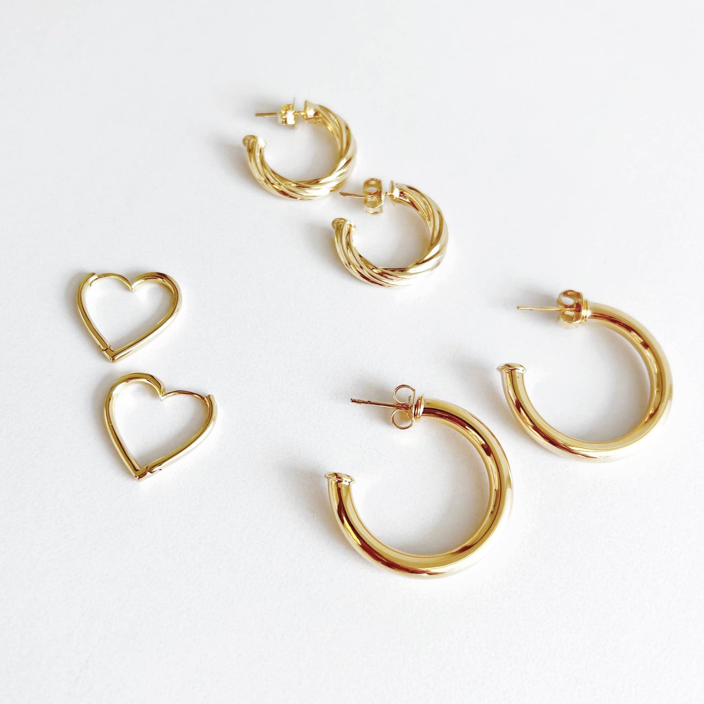 Love Heart Hoops Earrings Gold Filled