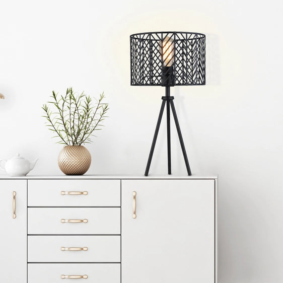 Mtl Tripod Lamp - Caged Shade