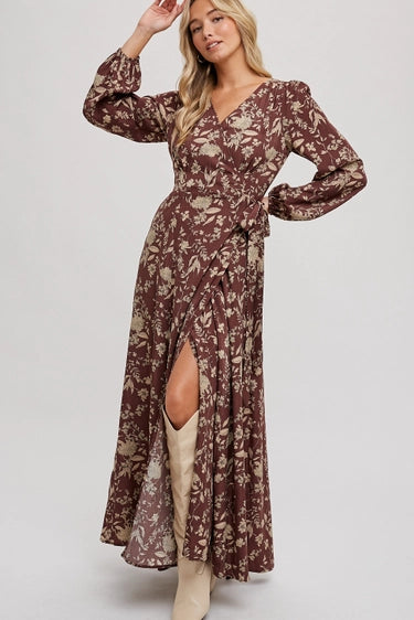 Floral Print Wrap Maxi Dress