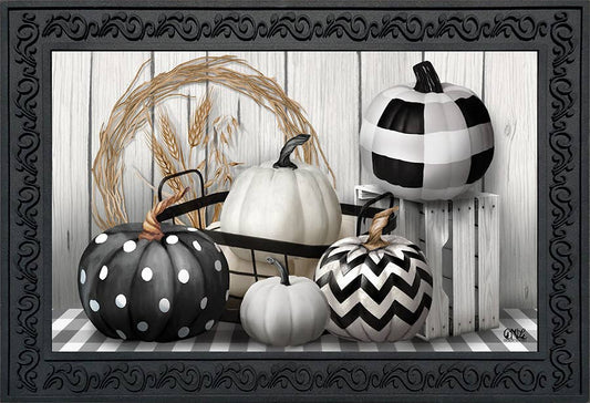 Black & White Pumpkins Doormat