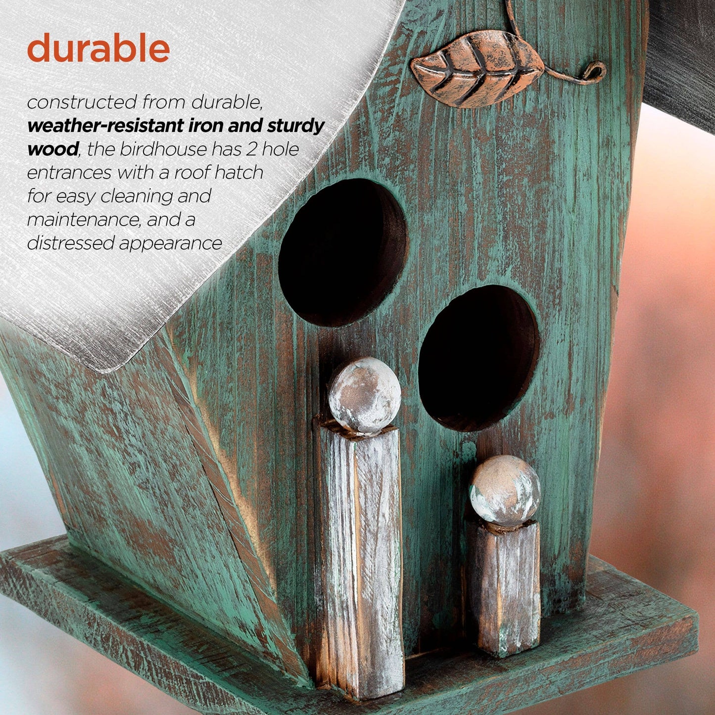 Turquoise Artful Wooden Birdhouse