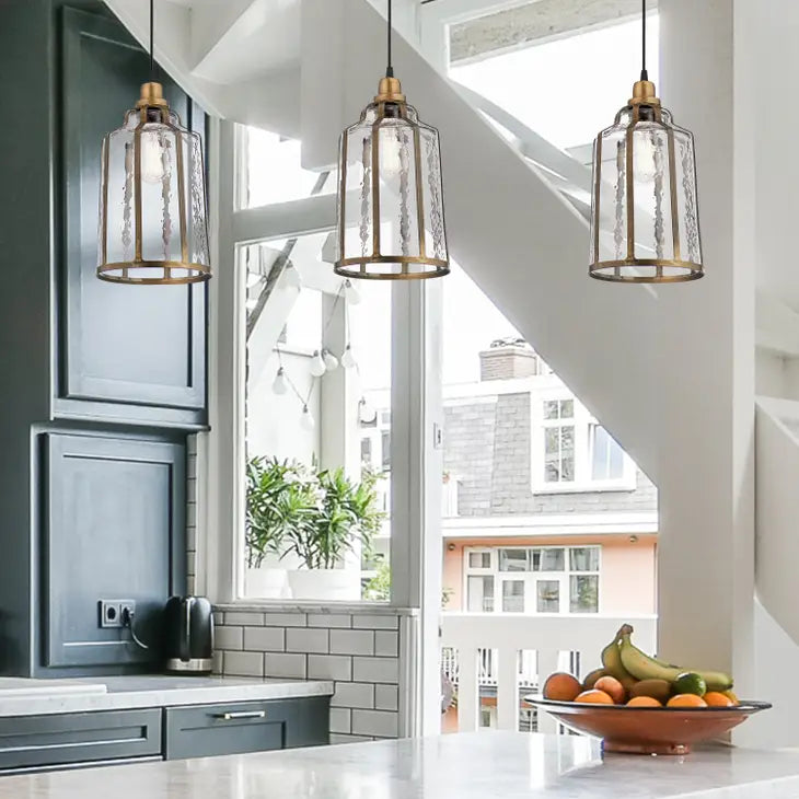 Metal and Glass Hanging Pendant Lamp