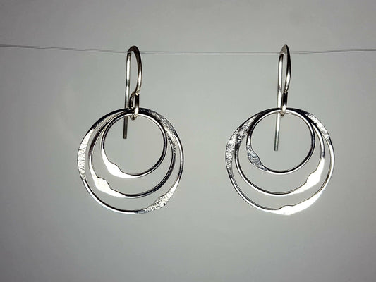 Sterling Silver Earrings 3 Multiple Circles