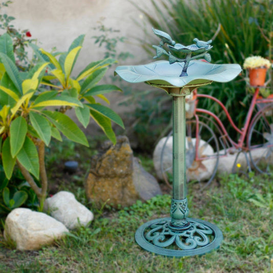 Lotus Birdbath with Birds