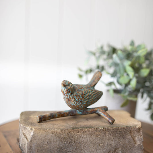 Abeline Vintage Patina Cast Iron Decorative Bird Figure