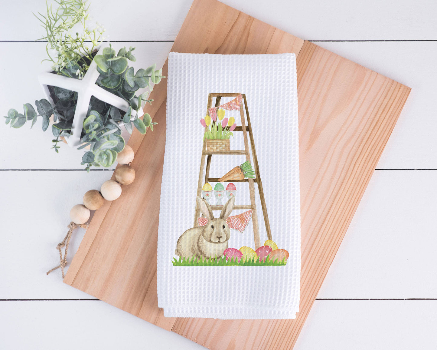 Bunny Farmhouse Spring Kitchen Towel, Easter Decor