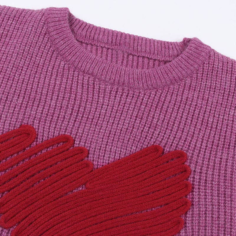 Cute Love Heart Graphic Valentine Knit Pullover Sweater