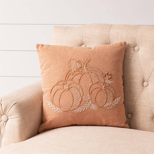 Pillow - Stonewash With Pumpkin Embroidery