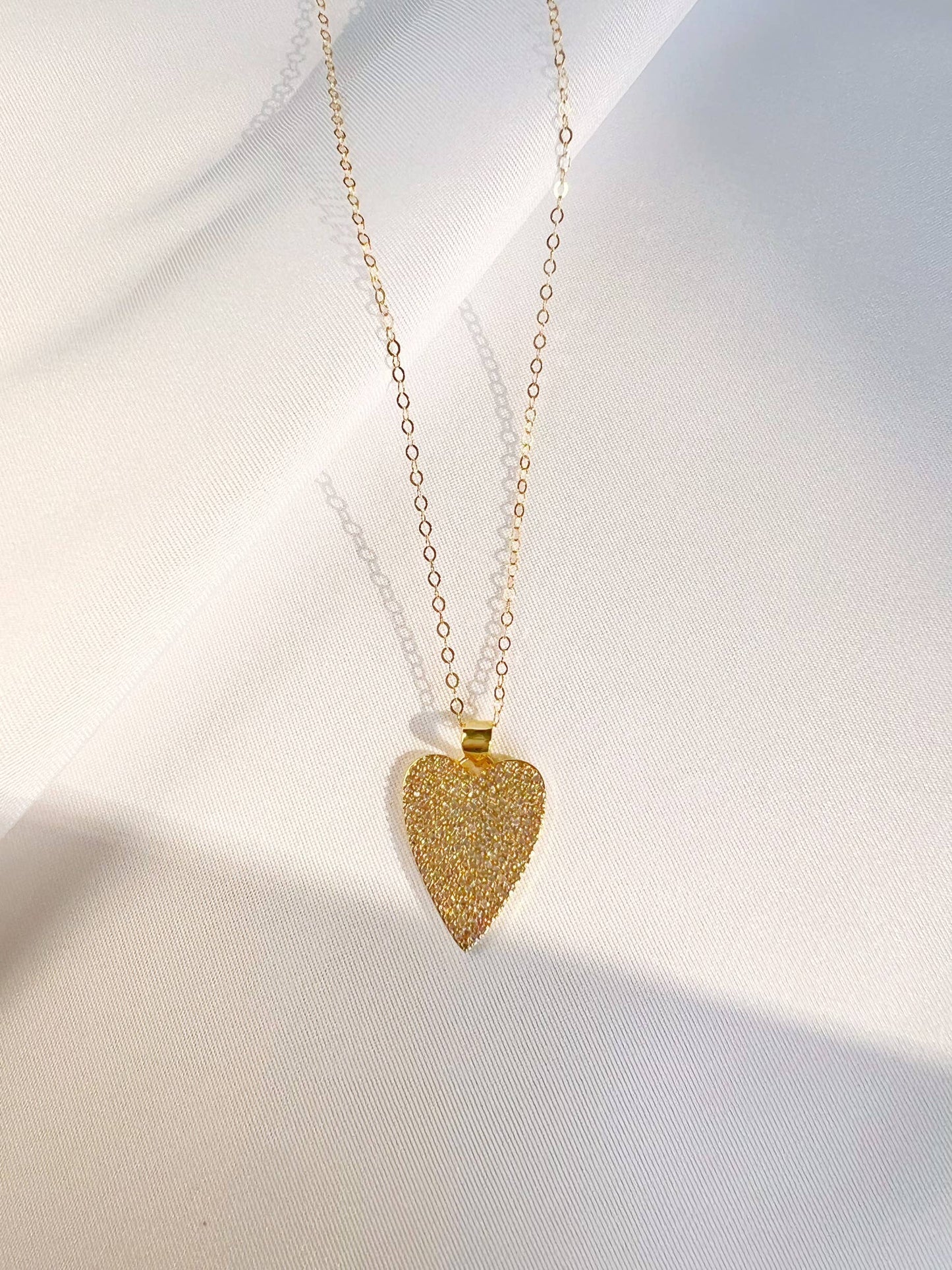 One Love Heart CZ Necklace Gold Filled