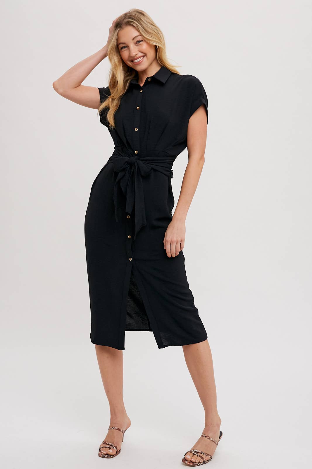 BUTTON DOWN SHIRT MIDI DRESS