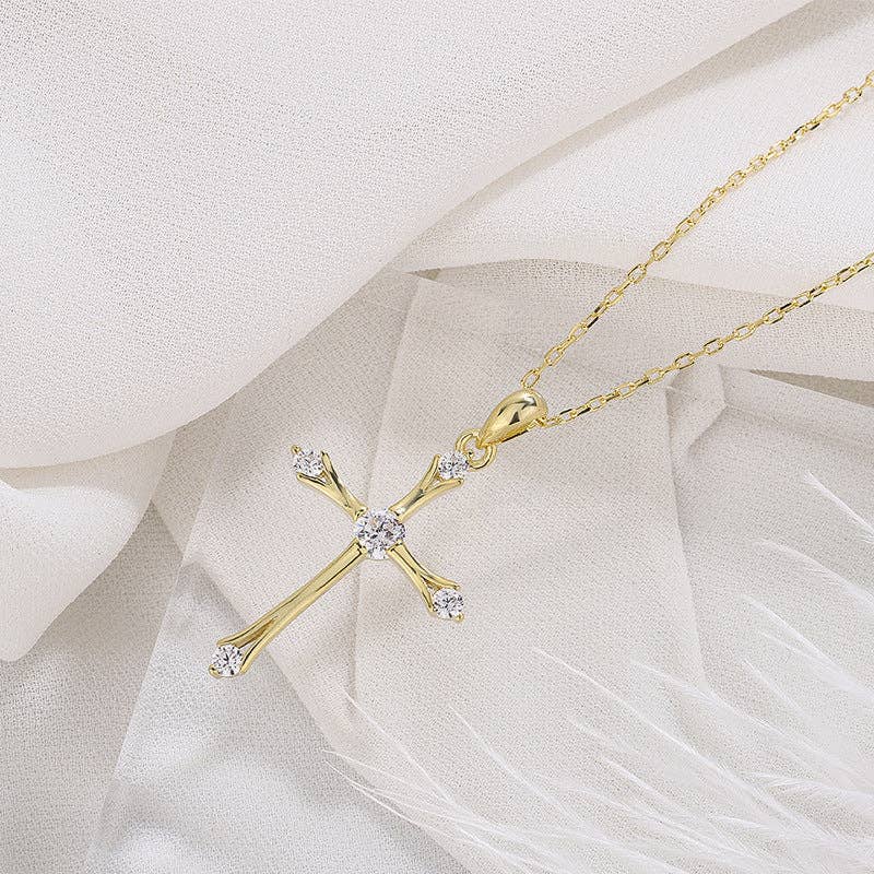 Dainty Cross Charm Pendant Necklace in 925 Sterling Silver