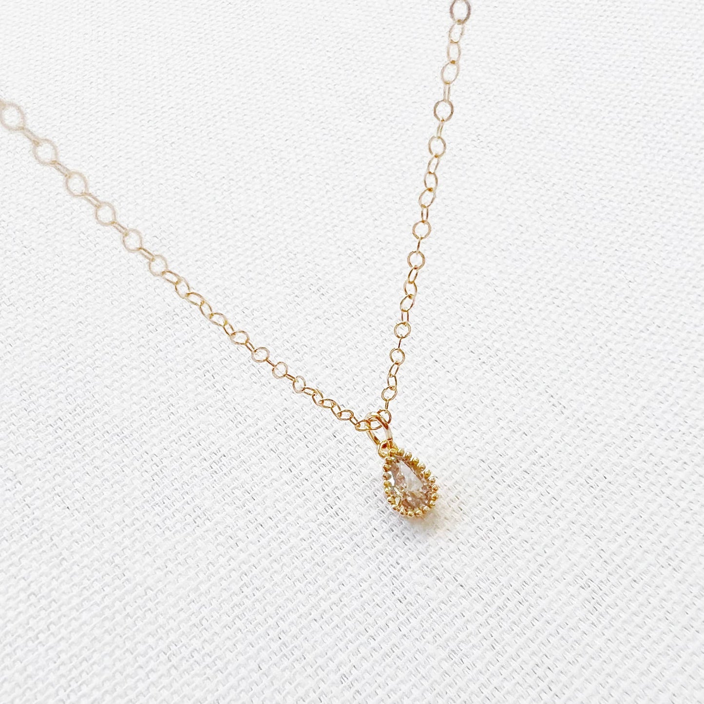 Rain Petite CZ Necklace Gold Filled