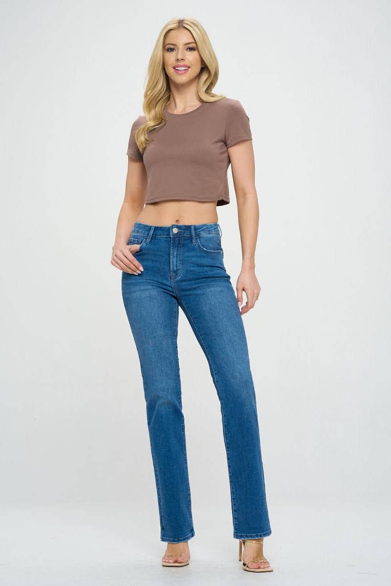 Medium Wash - Mid Rise Classic Boot Cut Jeans