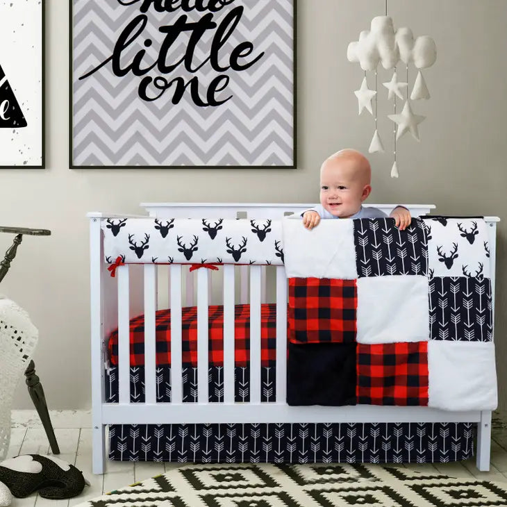 4 Piece Crib Bedding Set, Woodland