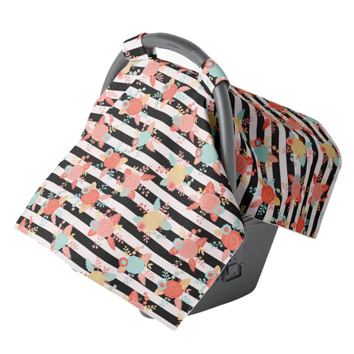 Car Seat Canopy, Striped Floral