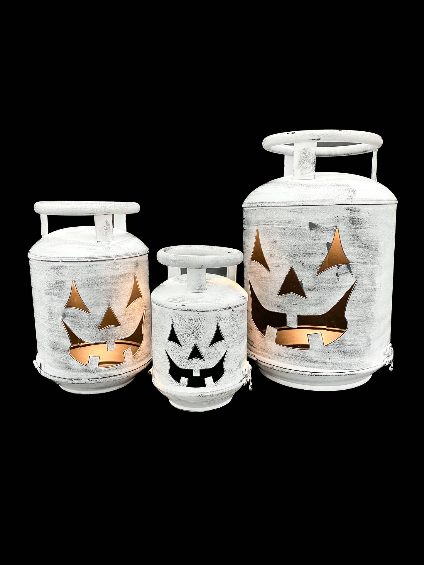 White Wash Pumpkin Cylinders Set of 3 5x8, 6x10 and 8x13in