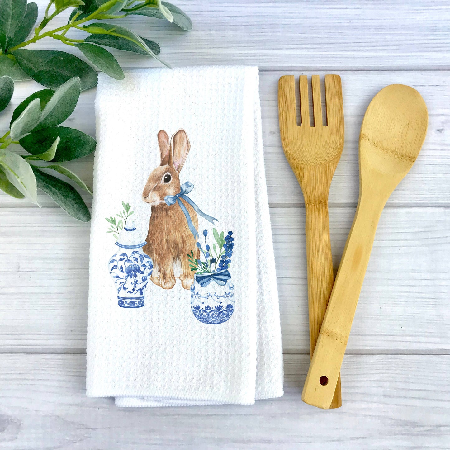 Chino Bunny Towel, Chinoiserie Kitchen Towel, Spring Decor