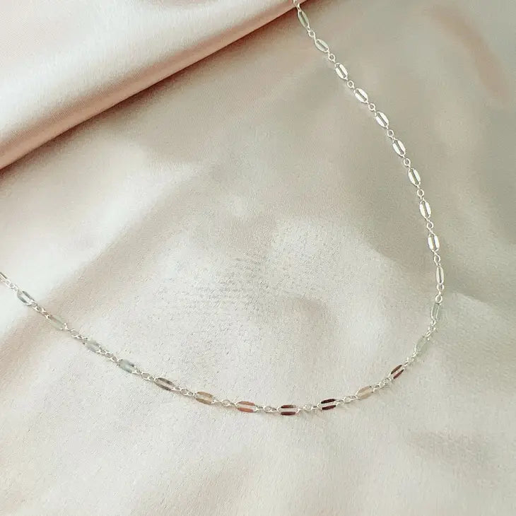 Sequin Layering Chain Necklace Sterling Silver