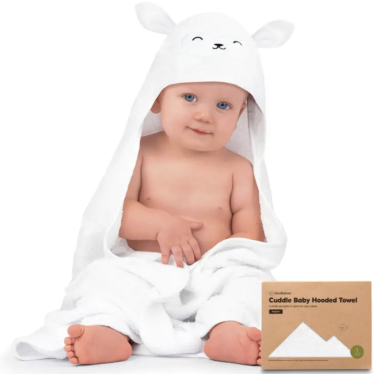 Cuddle Organic Bamboo Baby Hooded Towel, Lamb