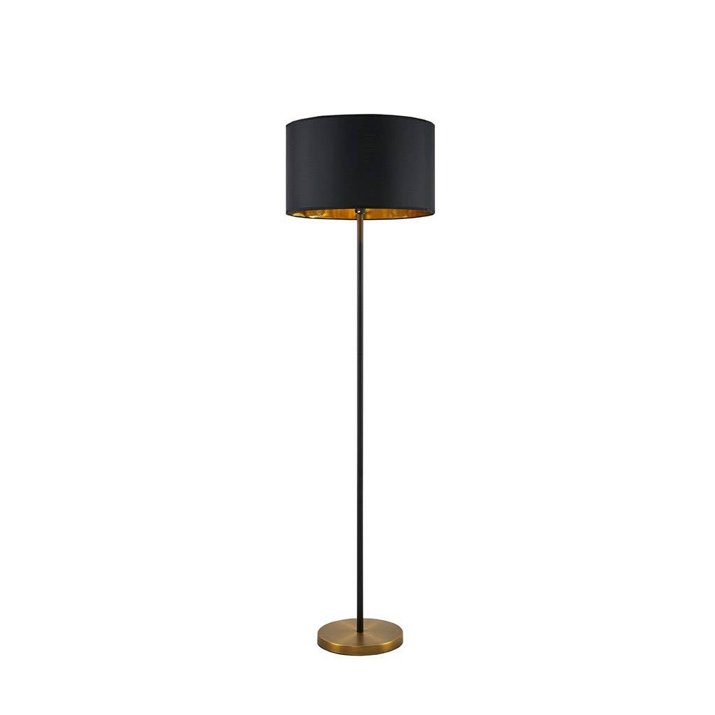 Black and Gold Round Base Slender Floor Lamp