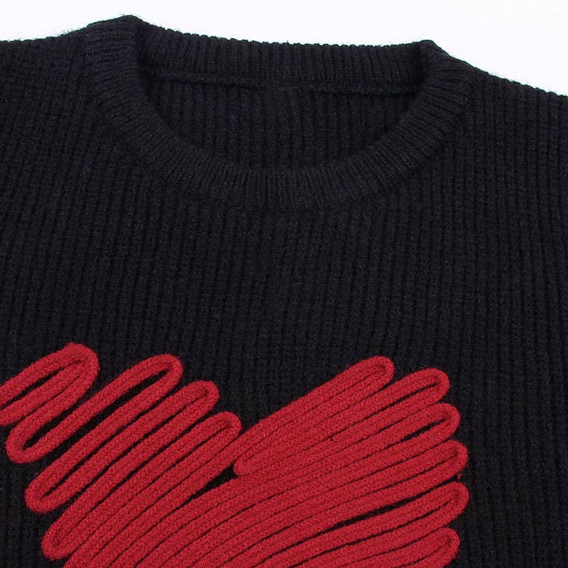 Cute Love Heart Graphic Valentine Knit Pullover Sweater