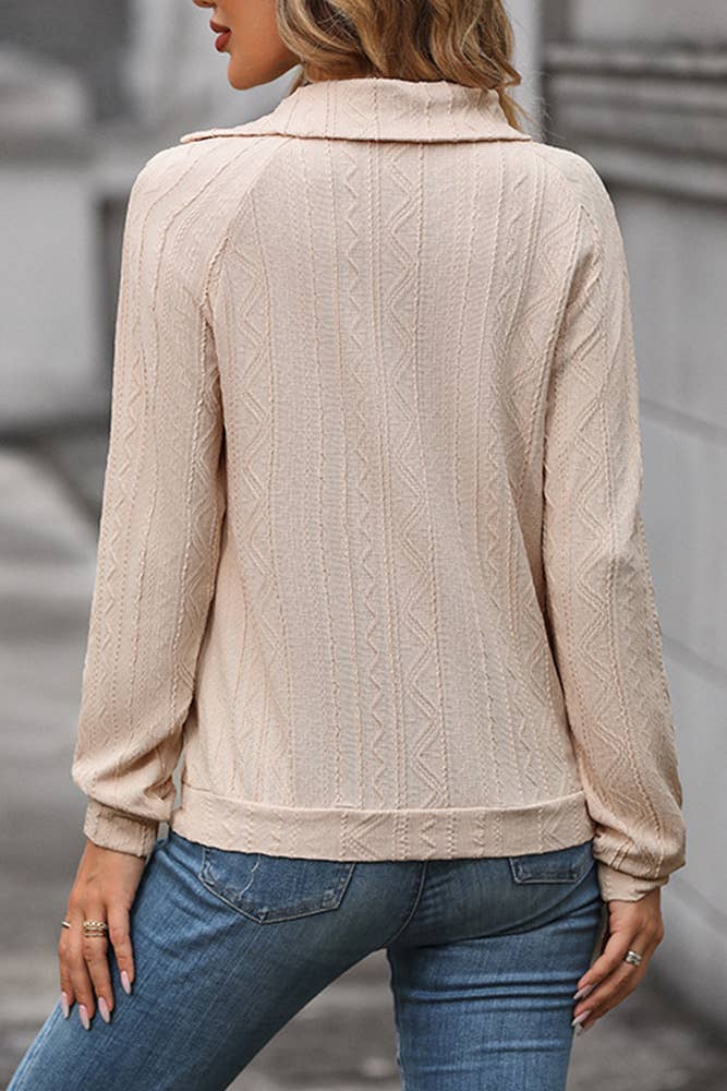 Knitting Irregular Buttoned Collar Sweatshirt