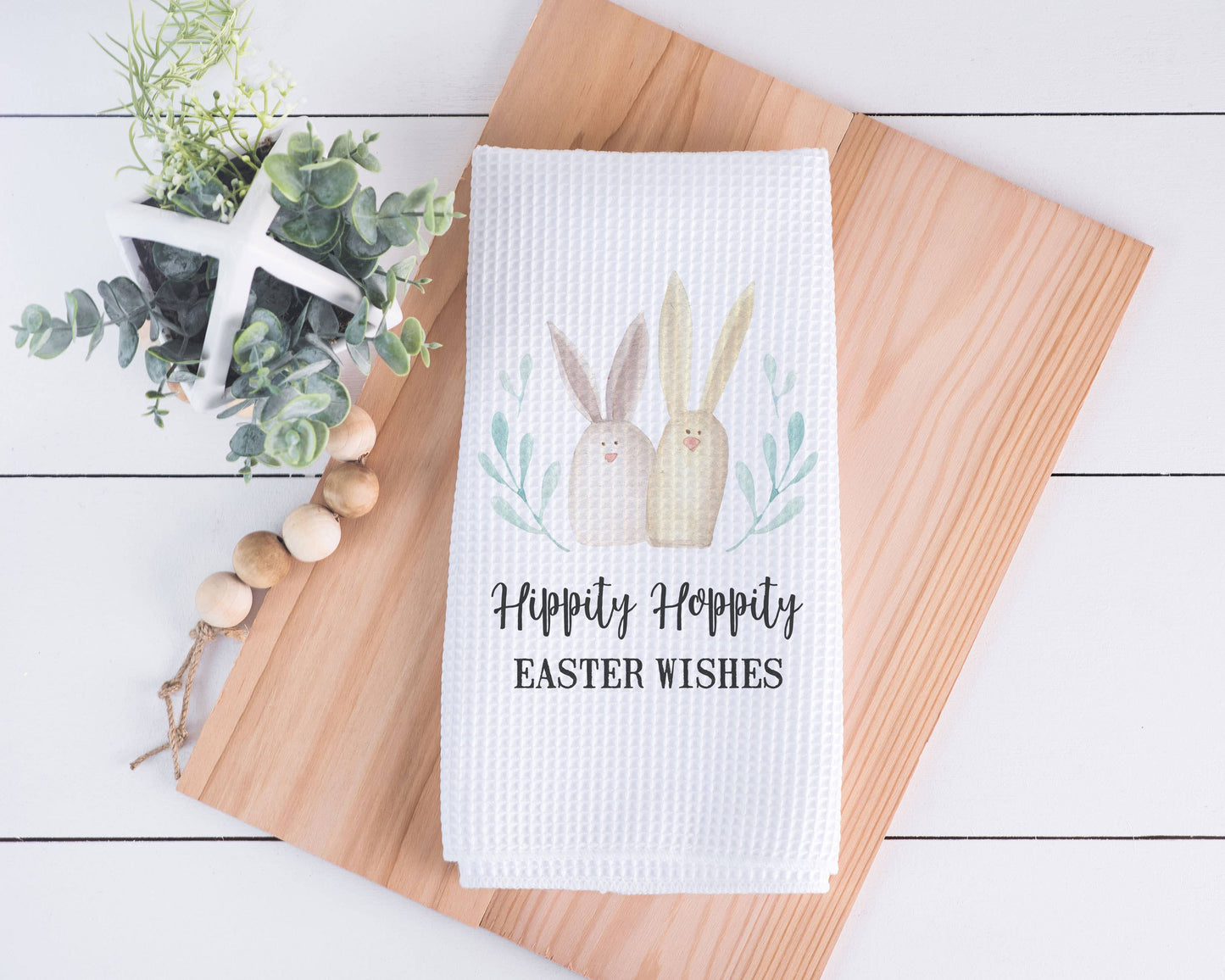 Bunny Hippity Hop Spring Kitchen Towel, Easter Decor