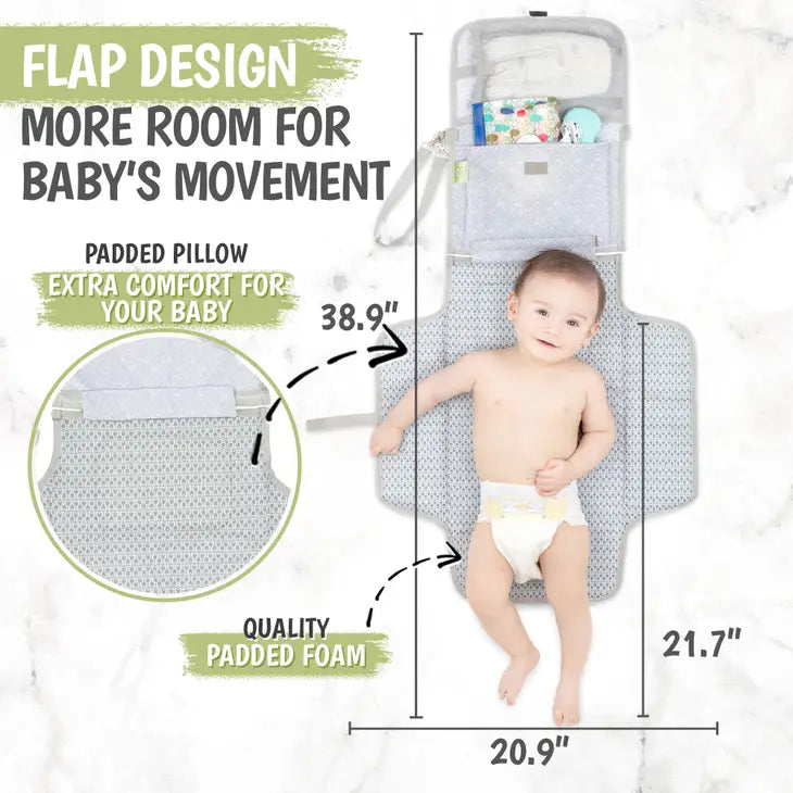 Ezee Portable Diaper Changing Pad, Foldable Changing Mat,  Gray Mod