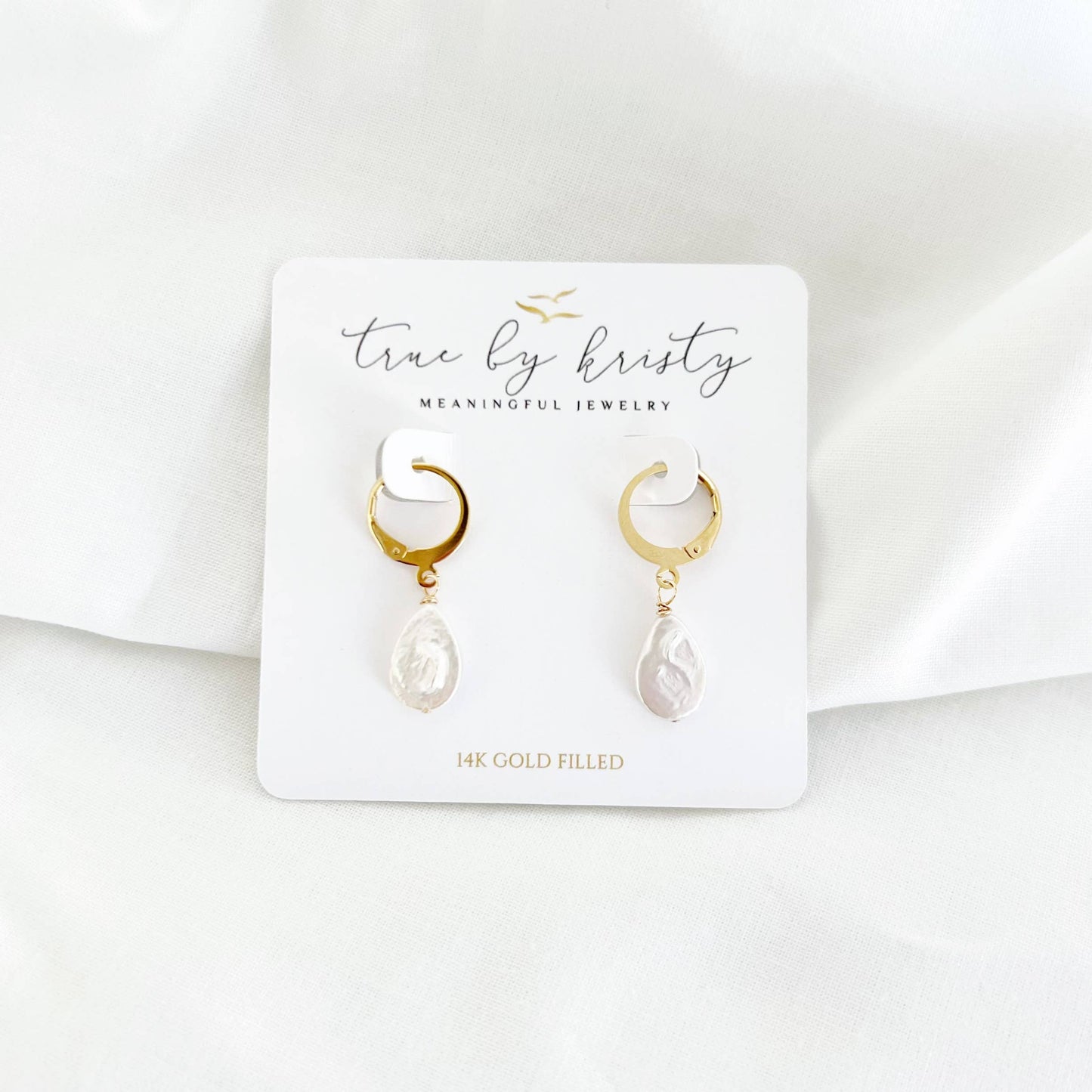 Cora Freshwater Pearl Huggie Hoops Earrings Gold Filled