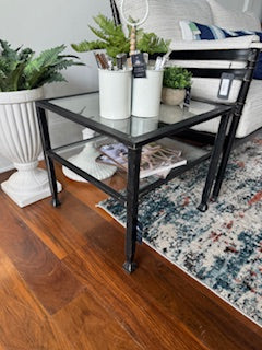 Glass and Metal End Table 20x20 19H