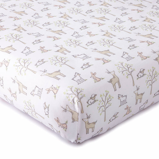 Skylar Blush Woodland Cotton Crib Fitted Sheet