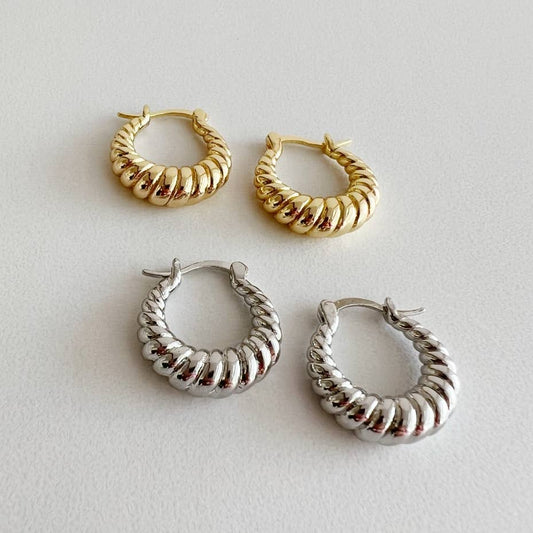 Endless Weekend Croissant Twist Hoops Earrings Gold Filled