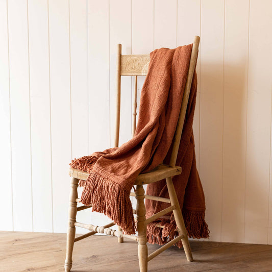 Hand Woven Mattie Throw Rust